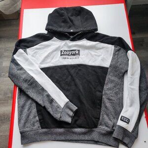 Zoo York pull over hoodie men's size L grey black white kangaroo pocket